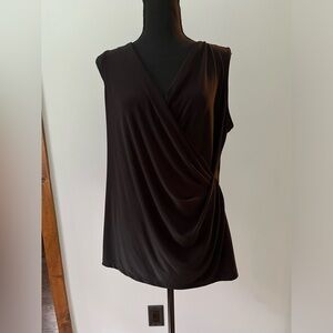 DKNY sleeveless faux wrap blouse